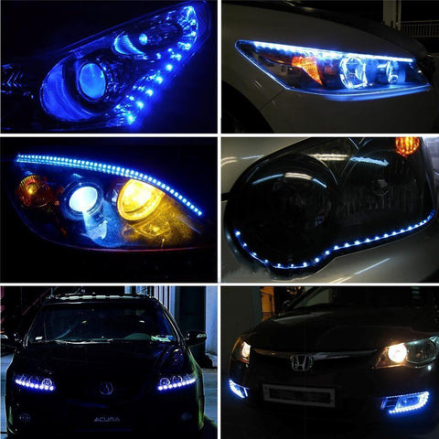 2x Blue 12" Ultra Thin Flexible Waterproof Door Foot 15-SMD LED Strip Lights