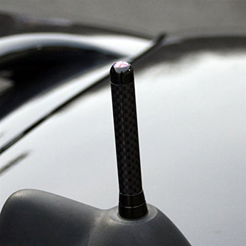 5" Black Real Carbon Fiber Aluminum Short Screw-On Mast Car Antenna