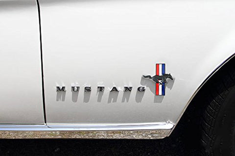 2x Pony Running Horse Tri Bar Emblem Side Fender Door Badge Sticker For Ford Mustang