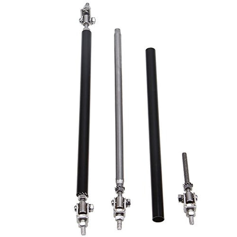 Adjustable 6"-9" / 8"-11" / 10"-13" Front Bumper Lip Splitter Diffuser Strut Rod Tie Bars Fit Most Vehicles, Black / Red / Blue / Silver