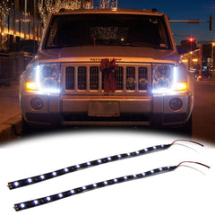 1Set White\Blue 15-SMD LED 12" Headlight Parking DRL Driving Strip Lights Universal