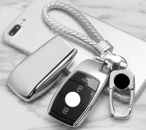 Blue \ Black \ Gold \ Red \ Silver \ Rose Gold Chrome Finish TPU Key Fob Protective Cover Case For Mercedes-Benz 2017 2018 E-Class Sedan E300 E400 E43 AMG etc