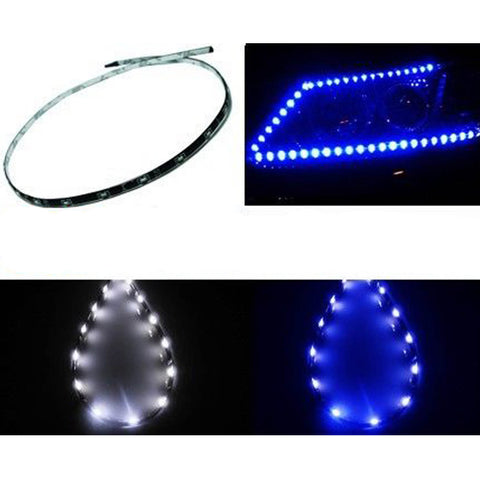 1Set White\Blue 15-SMD LED 12" Headlight Parking DRL Driving Strip Lights Universal