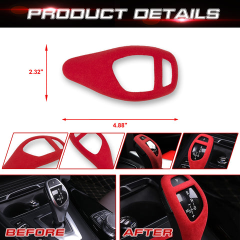Red Suede Leather Gear Shift Knob Cover For BMW 2 3 4 series F20 F22 F30 F32 F33