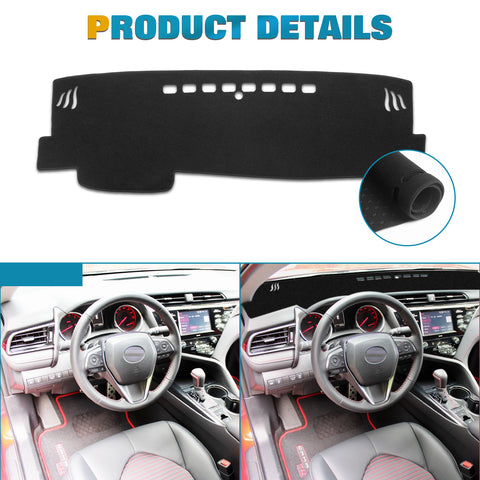 Center Console Dashboard Mat Pre-cut Non-Slip Sunshield Sun Glare Protector Dash Carpet Pad Black Cover Compatible with Toyota Camry 2018-2024