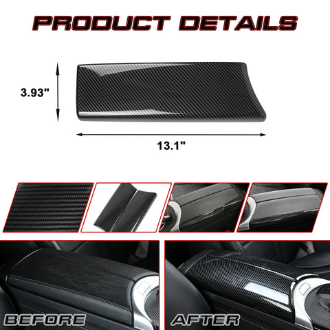 Inner Armrest Storage Box Cover Trim Center Console Protector Cap, Carbon Fiber Pattern, Compatible with Mercedes Benz C Class W205 2015-2021, GLC Class W253 2016-2021