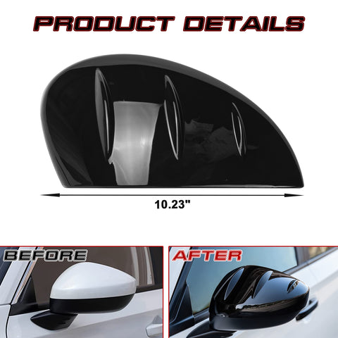 2Pcs Glossy Black Rearview Side Mirror Overlay Cover Trim For Honda Civic 2022