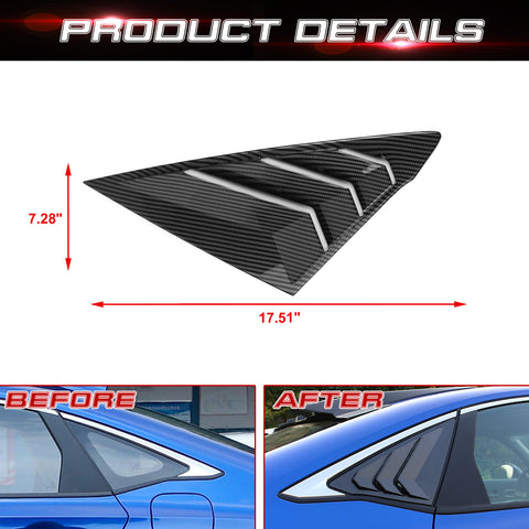 2X Carbon Fiber Style Side Window Quarter Louver Cover Vent For Honda Civic 2022