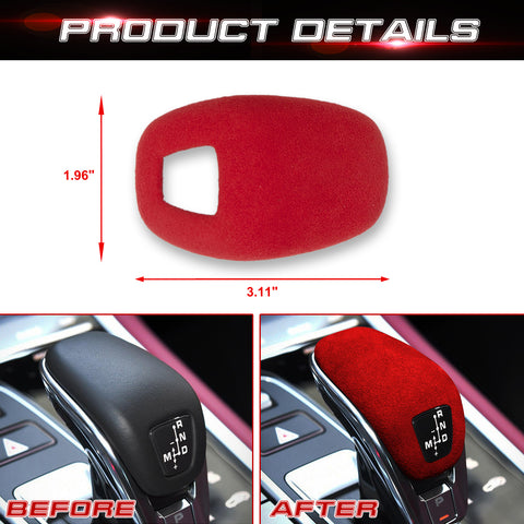 Red Alcantara Suede Leather Gear Shift Knob Cover For Porsche Panamera 2018-up
