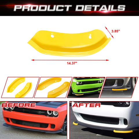2X Yellow Front Bumper Lip Corner Molding Trim For Challenger Hellcat 2015-2023