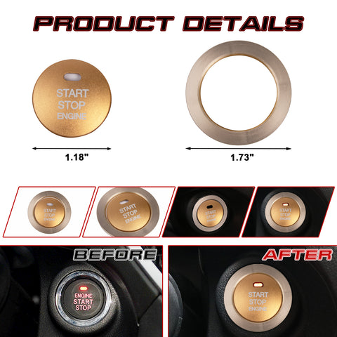 Glossy Gold Aluminum Alloy Engine Start Button Cover Trim For Subaru Forester XV