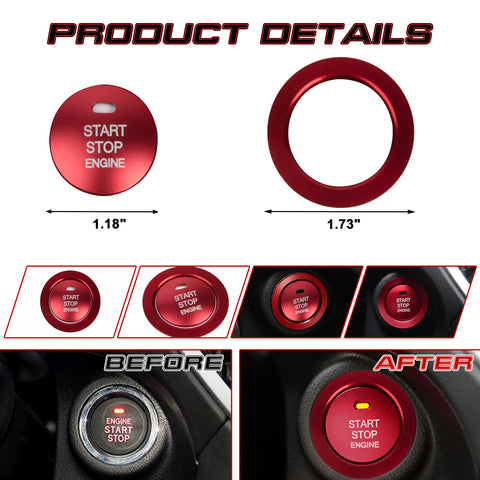 Glossy Red Aluminum Metal Engine Start Button Trim For Subaru Forester Outback