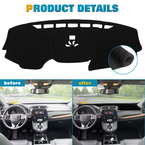Center Console Dashboard Mat Pre-Cut Non-Slip Sunshield Sun Glare Protector Dash Carpet Pad Black Cover Compatible with Honda CR-V CRV 2017-2022