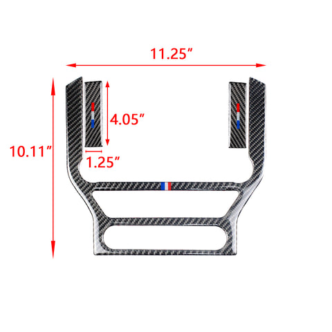 3-Color Bar Carbon Fiber Central Console CD Panel Cover For Ford Mustang 2015+
