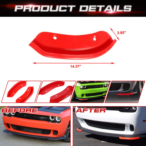 Red Bumper Lip Corner Splitter Trim For Dodge Challenger SRT Hellcat 2015-2023