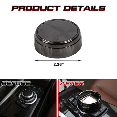 Console Multimedia Knob Switch Button Cover Trim Stickers Compatible with BMW 1 2 3 4 5 7 X1 X3 X4 X5 X6 7-Button iDrive (Black)