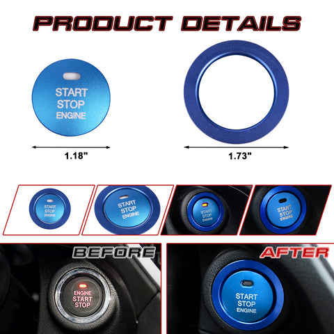 Glossy Blue Aluminum Alloy Engine Start Button Cover Trim For Subaru Forester XV