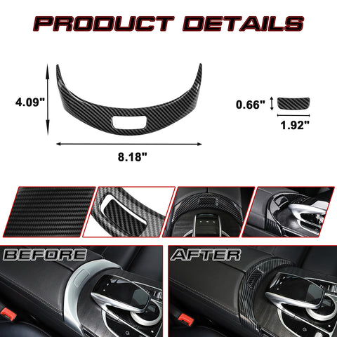 Center Console Armrest Storage Box Release Button Switch Panel Cover Trim, Carbon Fiber Pattern, Compatible with Mercedes Benz C Class W205 2015-2021, GLC Class W253 2016-2021