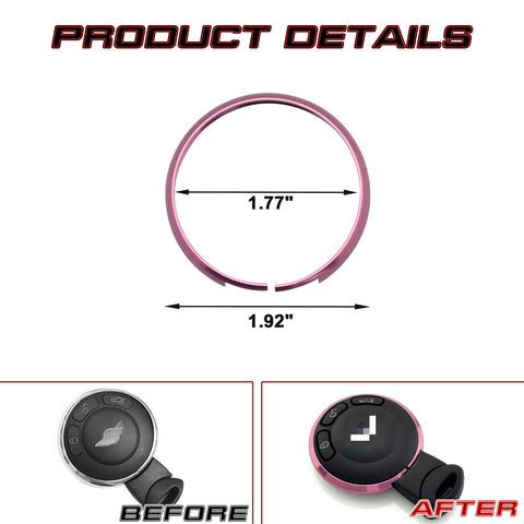 Pink Aluminum Remote Control Key Ring Rim Surrounding For Mini Cooper JCW R55 R56
