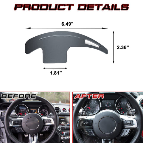 Gray Aluminum Steering Wheel Paddle Shifter Extensions For Ford Mustang 2015-up