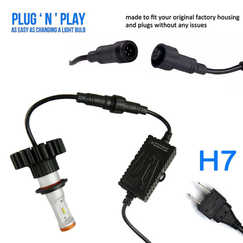 2x HID White 160W 12000LM H7 6000K Headlight Bulbs Powered By Luxen LED (Newest Model)