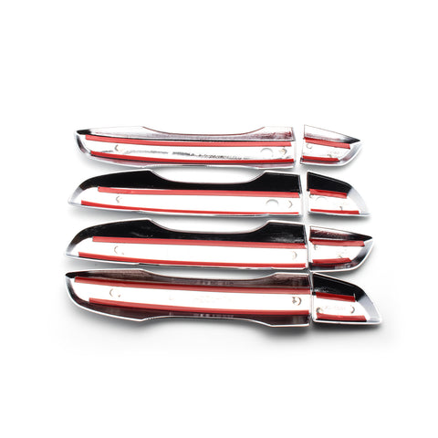 Sporty Carbon Fiber Style / Styling ABS Chrome Car Door Exterior Handle Cover Trim Guard for Honda Civic 2016-2019