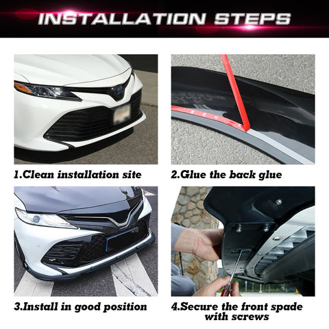 Front Bumper Spoiler Compatible For Toyota Camry 2018-2024 SE XSE Front Bumper Lip Chin Spoiler Splitter Diffuser Protector Guard Gloss Black 3pcs Decoration Trim