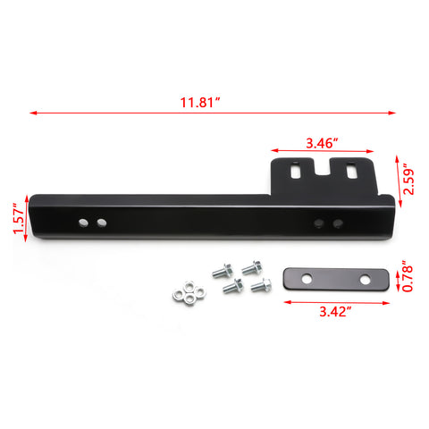 Black / Red Aluminum Front Bumper License Plate Relocator Mounting Bracket Holder Bar Universal
