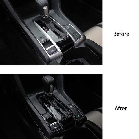 Carbon Fiber Pattern Gear Shift Frame Cover For Honda Civic 10th Gen 2016-21