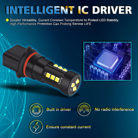 For Chevy Camaro 10-15 LED Bulb Daytime Running Light 6000K White P13W Fog Lamp