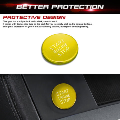 Aluminum RS Style Keyless Start Engine Stop Push Button Stickers Cover Trim Compatible with Audi A4 A5 A6 A7 A8 Q5 S4 S5 S6 S7 S8 RS4 (Gold)