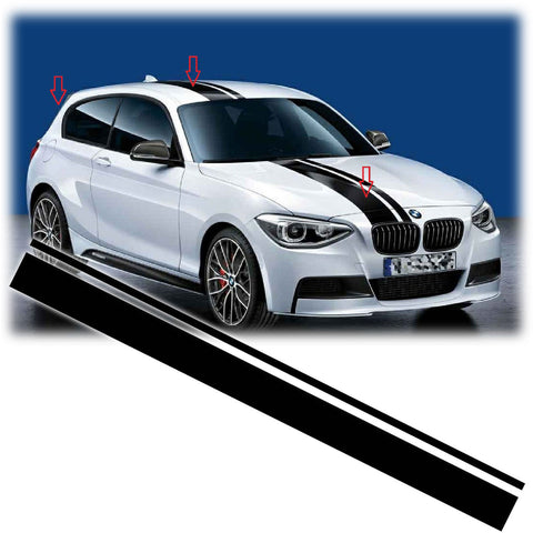 Dual Racing Strips Car Sticker For BMW F10 E60 E64 E65 F30 F32 X1 X3 X6 M3 M5 Body Exterior Cosmetic, Hood, Roof, Trunk