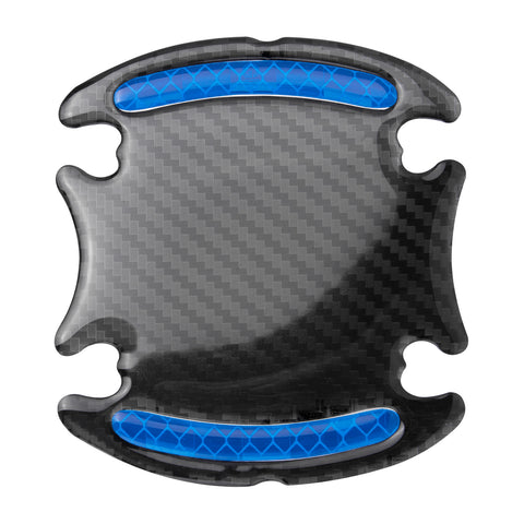3D Blue Carbon Fiber Style Door Handle Guard Film Strip Stickers Decor Universal