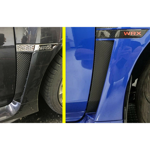 5D Carbon Fiber Style / Matte Red Fender Vent Overlays Vinyl Decal Trim for Subaru WRX STI 2015-2021