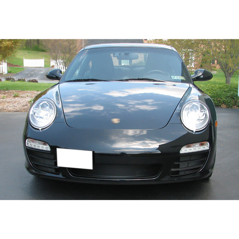 Set Black Front Bumper Tow License Plate Mount Bracket Relocator Kit for Porsche Macan 2014-2019 - No Drill