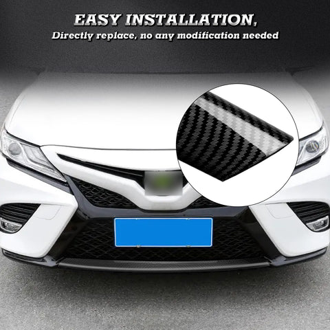 Black Carbon Fiber Pattern ABS Front Grille Lip Cover For Toyota Camry 2018-2020