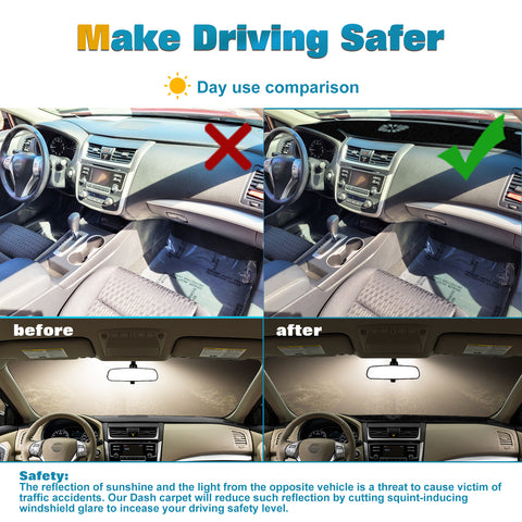 Center Console Dashboard Mat Pre-cut Non-Slip Sunshield Sun Glare Protector Dash Carpet Pad Black Cover Compatible with Nissan Altima 2013-2018