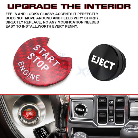 Carbon Fiber Engine + Black Cigarette Eject Button Trim For Nissan Infiniti Q50