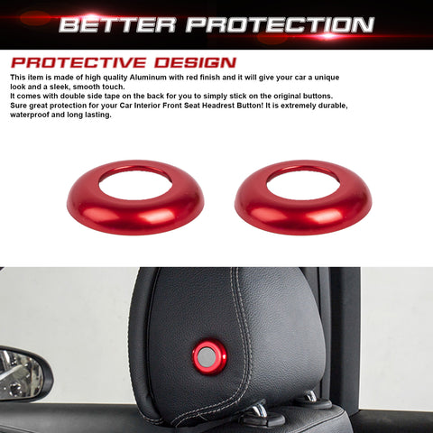 Red Front Seat Headrest Button Ring Trims For Benz C-Class 2015-21 GLC 2016-22
