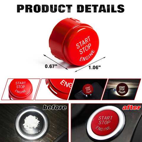 Glossy Red Engine Start Button Cover Trim For BMW 4/5/6/7 Series F01 F02 F10 F11