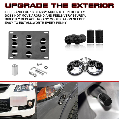 Set Tow Hook License Plate + Air Valve Cap + Release Fastener For Mazda Speed 6