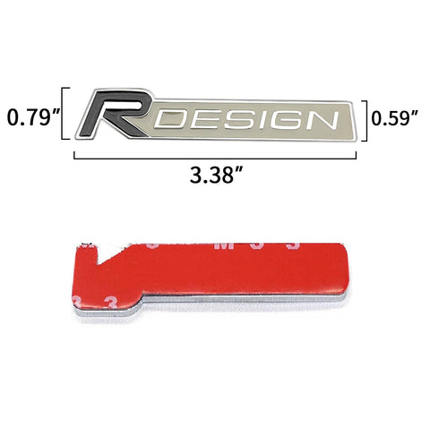 Silver/Black Metal R-Design Letter Emblem Trunk Lid Side Fender Decal Badge for Volvo