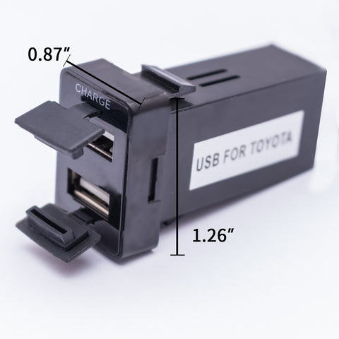 Dual USB Car Charger Socket with Audio Input Port for Toyota FJ Cruiser Highlander Tacoma 4Runner Camry RAV4 Tundra - High Speed USB Charging for iPhone iPad Samsung Digital Camera