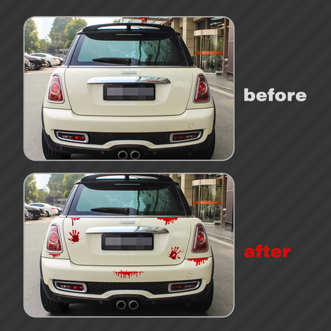 Red Bleeding Blood & Blood Dripping Hand Pre-Cut Horror Stickers Universal Fit