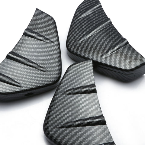 Car Rear Lower Bumper Wing Lip Diffuser Splitter Spoiler 4 PCS Shark Fins Universal Fit - Carbon Fiber