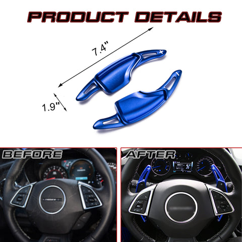 Blue Alloy Steering Wheel Extension Paddle Shifter For Chevrolet Corvette Camaro
