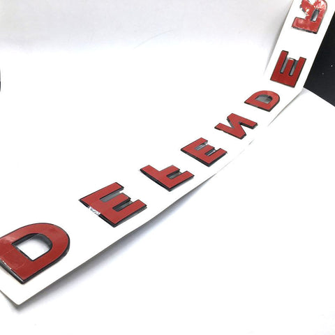 Auto Front Hood Logo Emblem DEFENDER Letter Badge for Land Rover - 1 Set Matte Silver Chrome/ Black ABS