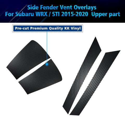 Side Fender Insert Vent Overlay Vinyl Decal Trim Wrap Pre-Cut Genuine Vinyl KK Decal Sticker Compatible with Subaru WRX STi 2015-2021 (Carbon Fiber Pattern, Upper & Lower Fender)