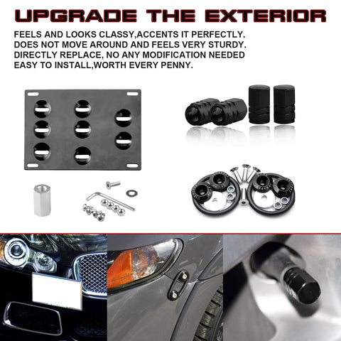 Set Tow License Plate + Air Valve Cap + Release Fastener For Jaguar XE 2017-2020