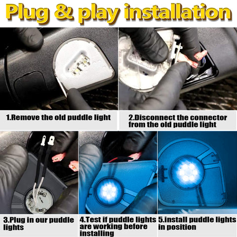 2x Ice Blue LED Under Side Mirror Puddle Light Smoked Lens Lamp For Dodge RAM 1500 2500 3500 2010-2019